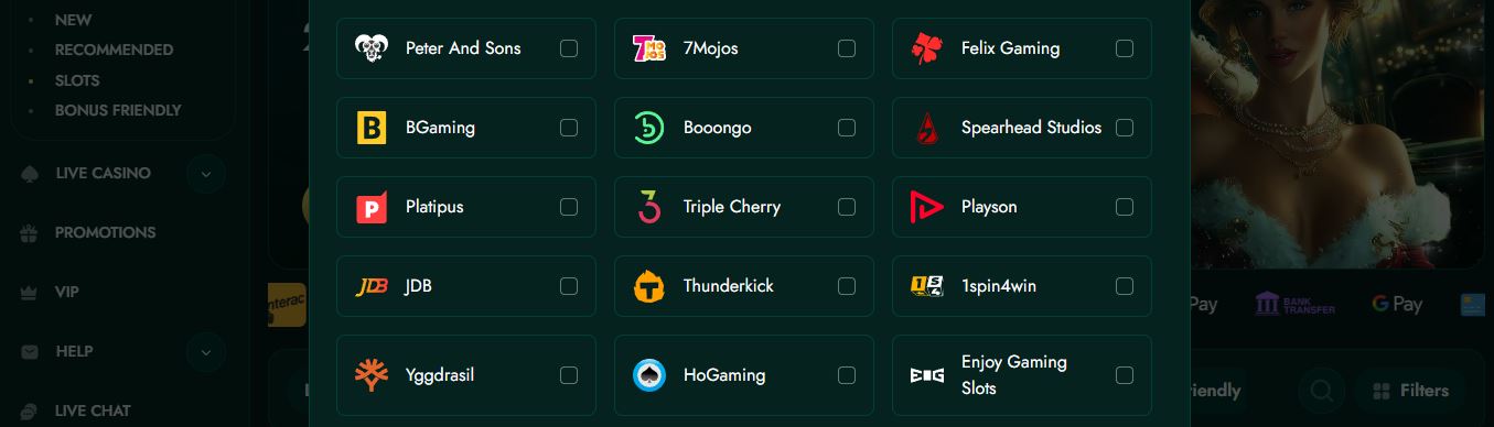 Filter games by software providers in casino lobby